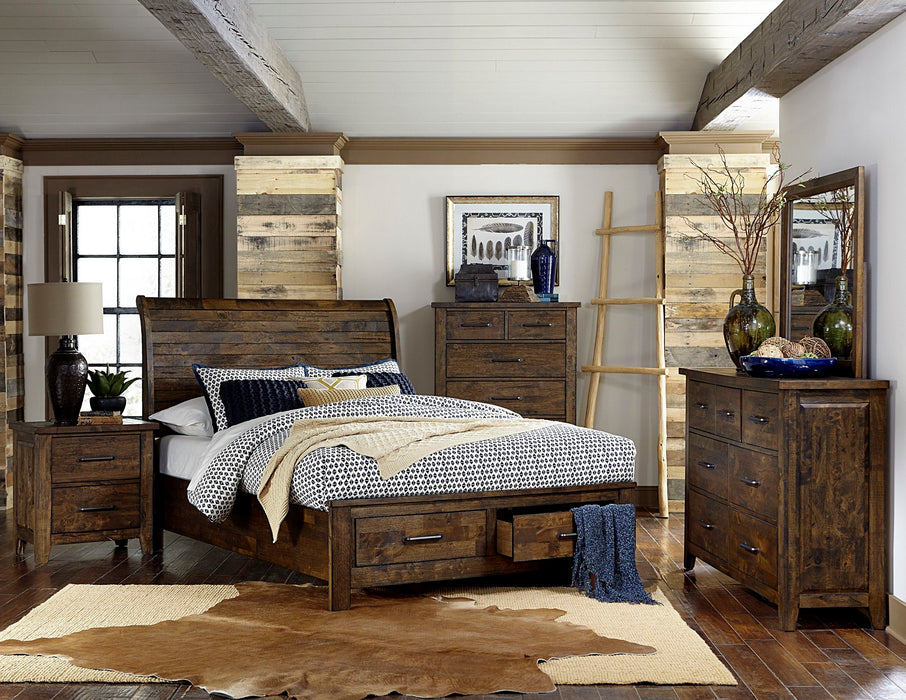 Classic Burnished Brown Dresser 1 Piece Solid Rubberwood 7 Drawers Transitional Design Bedroom Furniture Rustic Look