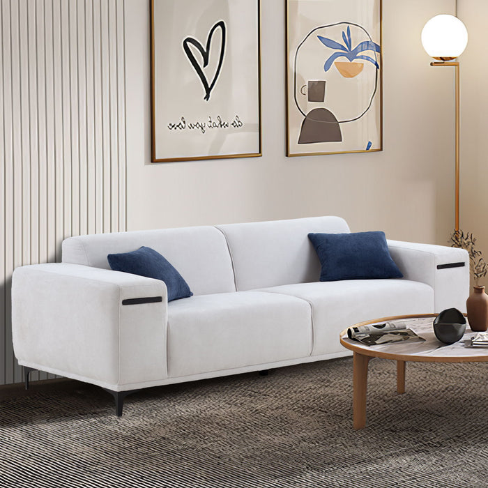 3 Seater Sofa With 2 Stretchable Walnut Pad - Beige