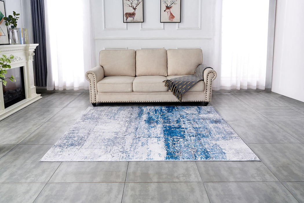 Zara Collection Abstract Design Gray Turquoise Machine Washable, Super Soft Area Rug - Multicolor