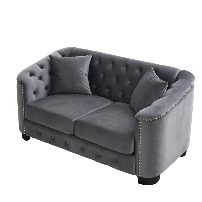 3-Seater + 2-Seater Combination Sofa. Velvet - Gray
