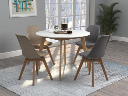 Breckenridge - Round Dining Table - Matte White And Natural Oak Unique Piece Furniture