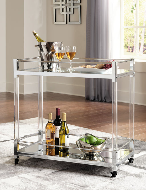 Chaseton - Clear / Silver Finish - Bar Cart Unique Piece Furniture