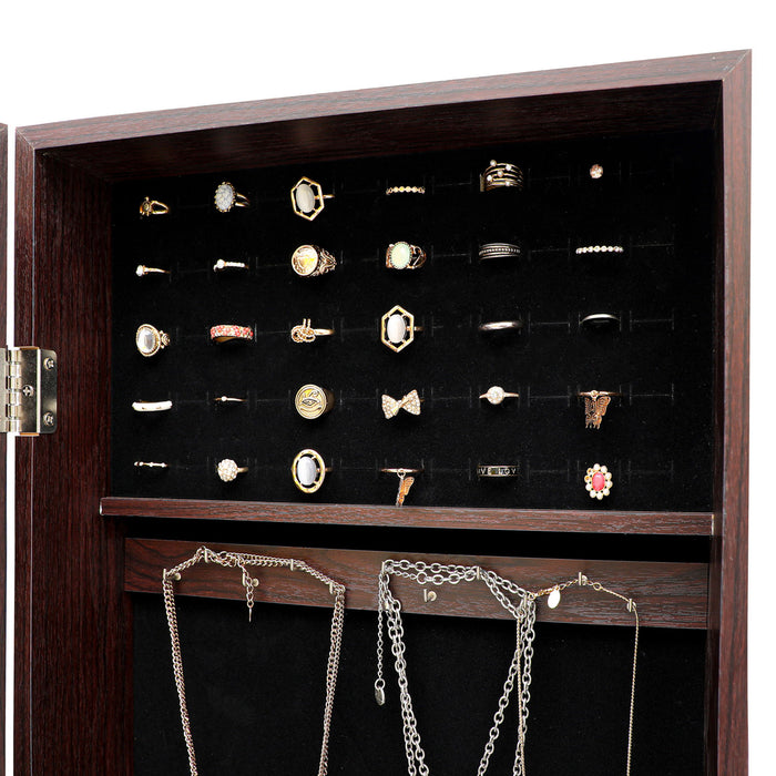 Fashion Simple Jewelry Storage Mirror Cabinet Can Be Hung On The Door Or Wall - Brown
