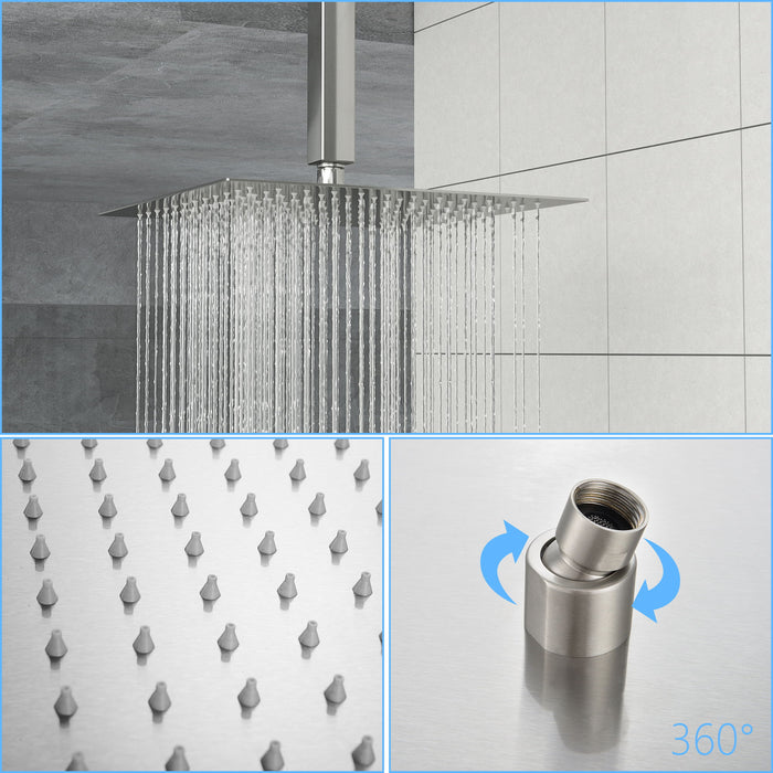 12" Rain Shower Head Systems, Chrome, Ceiling Mounted Shower