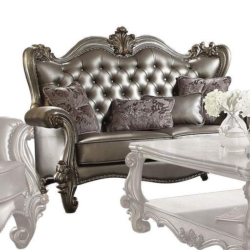 Versailles - Loveseat - Silver PU & Antique Platinum Unique Piece Furniture