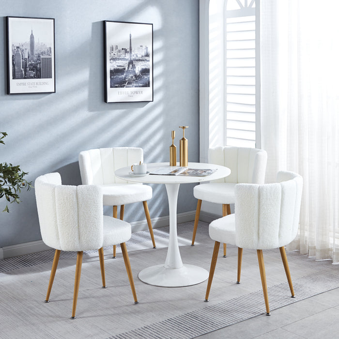 1+4, 5Pieces Table And Chair, White Dining Sets, Kitchen Sets, Coffee Sets, MDF Table And Fabric Chair