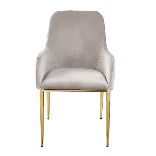 Barnard - Side Chair (Set of 2) - Gray Velvet & Mirrored Gold Finish Unique Piece Furniture