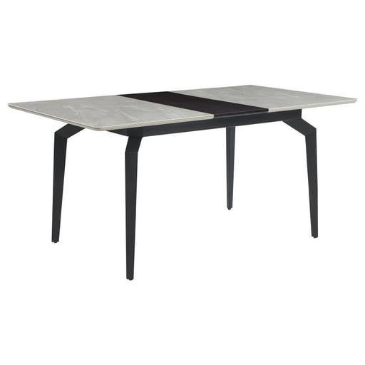 Mina - Rectangular Dining Table - Gray Ceramic And Sandy Black Unique Piece Furniture