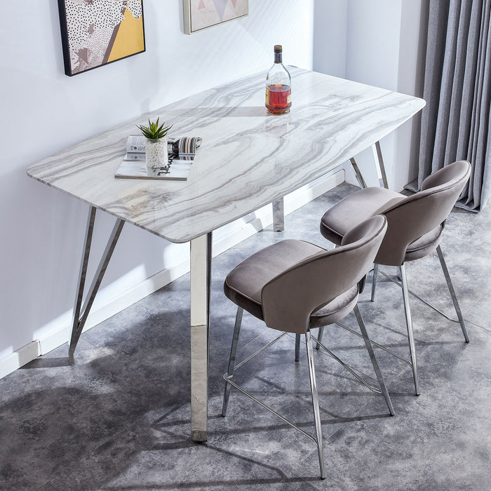 Bar Table.Dining Table.Spacious Mdf Top Dining Table With Plating Legs - Perfect For Bars And Gatherings At Home
