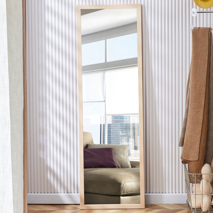 Third Generation Packaging Upgrade, Thickened Border, Light Oak Solid Wood Frame Full Length Mirror, Dressing Mirror, Bedroom Entrance, Decorative Mirror, Clothing Store