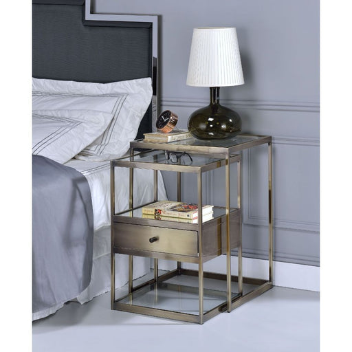 Enca - Coffee Table - Antique Brass & Clear Glass Unique Piece Furniture