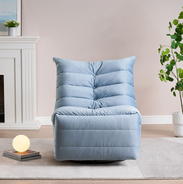 Lazy Chair, Rotatable Modern Lounge With A Side Pocket, Leisure Upholstered Sofa Chair, Reading Chair For Small Space - Lake Blue