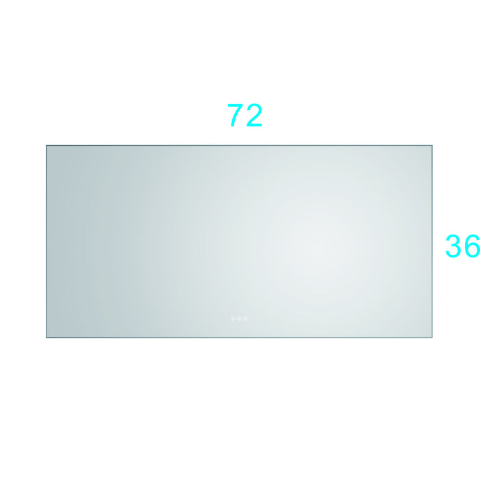 72X 36" LED Mirror Bathroom Vanity Mirror With Back Light, Wall Mount Anti-Fog Memory Large Adjustable Vanity Mirror - Gun Ash