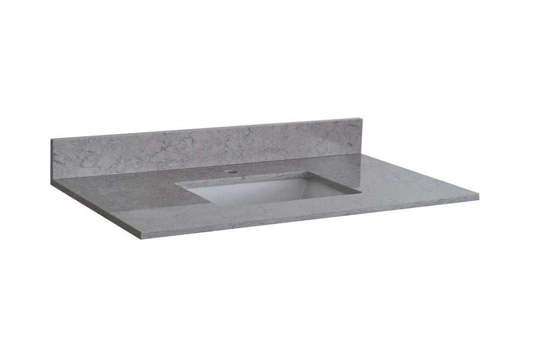 Montary 31" Bathroom Stone Vanity Top Calacatta Gray Engineered Marble Color With Undermount Ceramic Sink And Single Faucet Hole With Backsplash