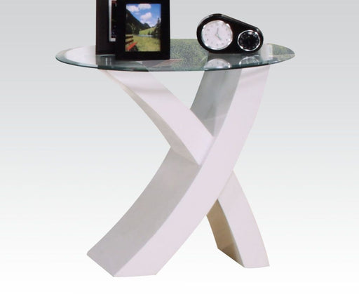 Pervis - End Table - White & Clear Glass Unique Piece Furniture