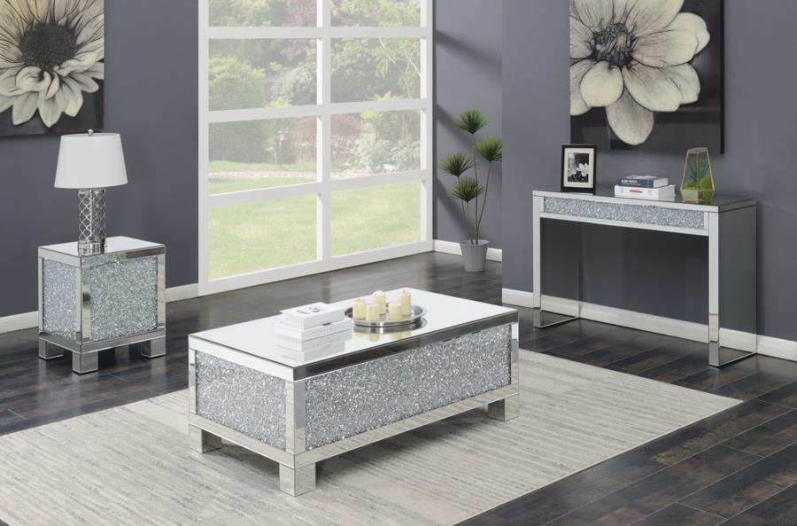 Gillian - Square End Table - Silver And Clear Mirror Unique Piece Furniture