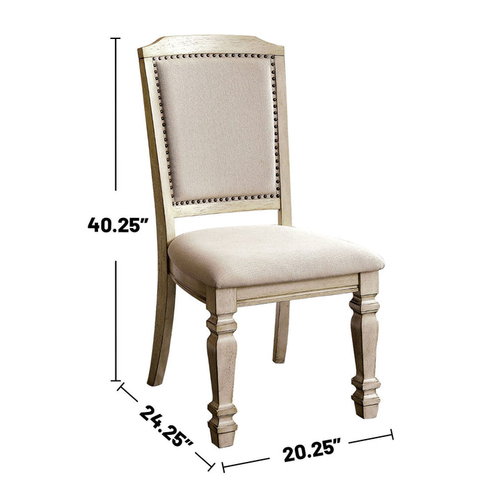 (Set of 2) Padded Fabric Dining Chairs In Antique White And Ivory