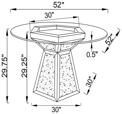 Quinn - Hexagon Pedestal Glass Top Dining Table - Mirror Unique Piece Furniture