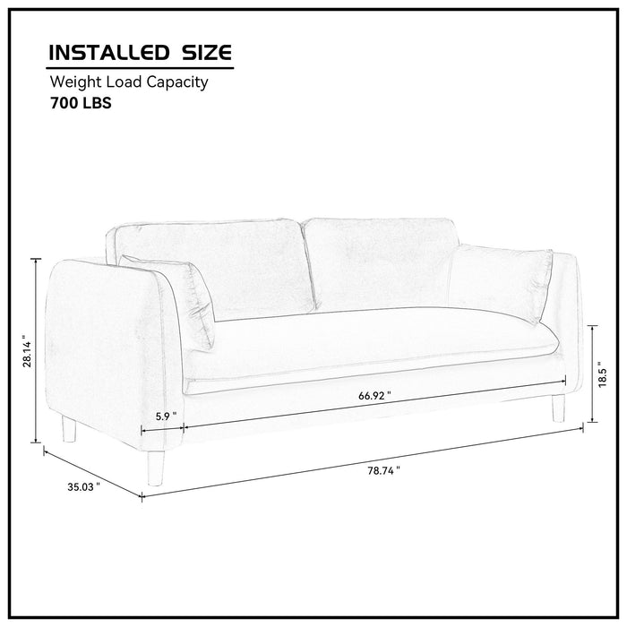 78.74" 2 - Seat Upholstered Loveseat Sofa Modern Couch, Luxury Classic For Living Room Bedroom Apartment Office