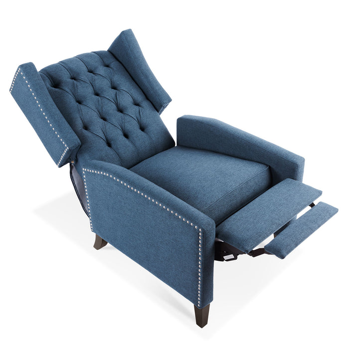 Wide Manual Wing Chair Recliner - Blue