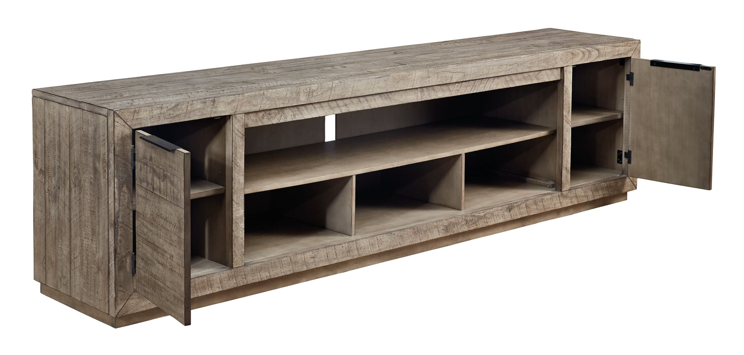 Krystanza - Weathered Gray - Xl TV Stand W/Fireplace Option Unique Piece Furniture