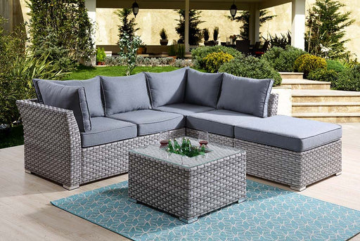 Laurance - Patio Set - Gray Fabric & Gray Finish Unique Piece Furniture
