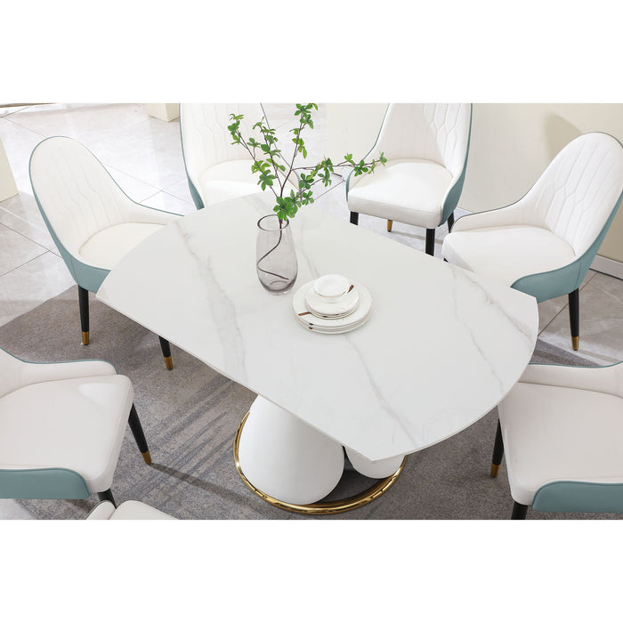 Fashion Modern Sinntered Stone Dining Table With Simple And Multi - Functional Retractable Dining Table With 6 Chairs