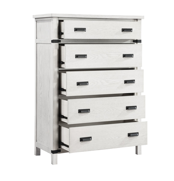 Loretta Modern Style 5 Drawer Chest Made With Wood In Antique White