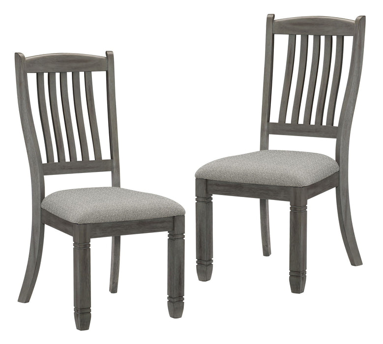 Casual Dining Height Side Chairs 2 Pieces Antique Gray Wood Frame Fabric Upholstery