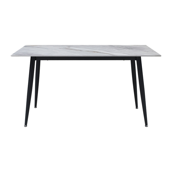 Stylish Sintered Stone Top Dining Table 1 Piece Black Metal Legs Modern Dining Furniture Contemporary Look