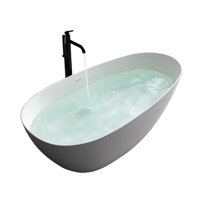 1700Mm Artificial Stone Solid Surface Freestanding Bathroom Adult Bathtub - White