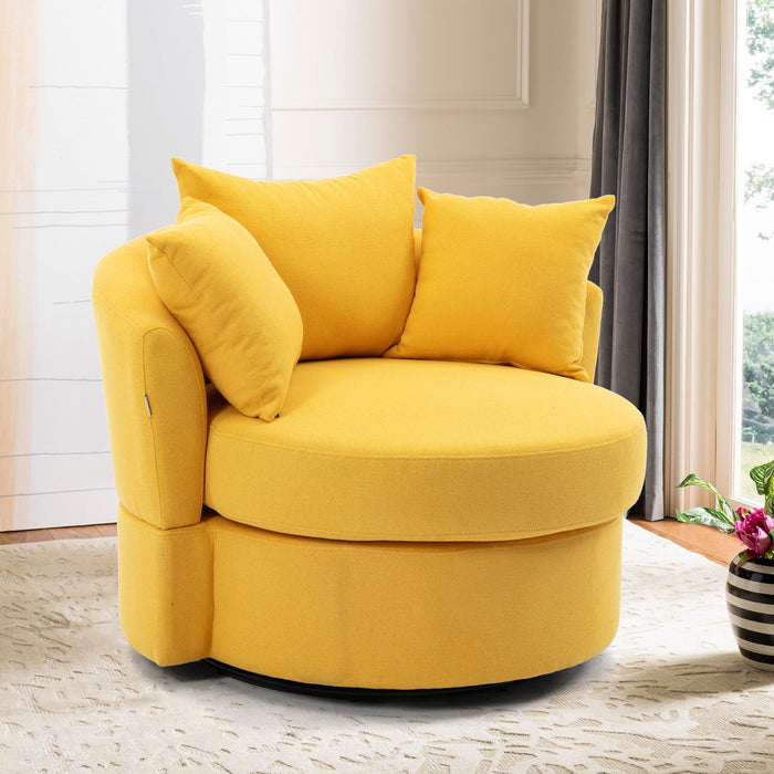 Modern Akili Swivel Accent Chair Barrel Chair For Hotel / Modern Leisure Chair - Yellow - Fabric