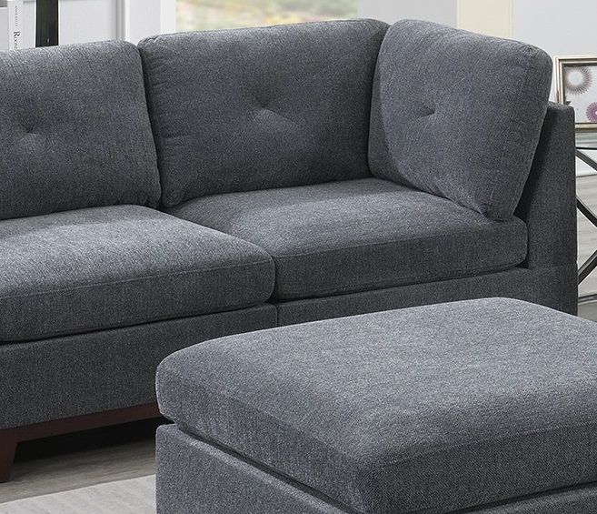 Ash Gray Chenille Fabric Modular Sofa Set 6 Piece Set Living Room Furniture Couch Sofa Loveseat 4 Corner Wedge 1 Armless Chair And 1 Ottoman Tufted Back Exposed Wooden Base