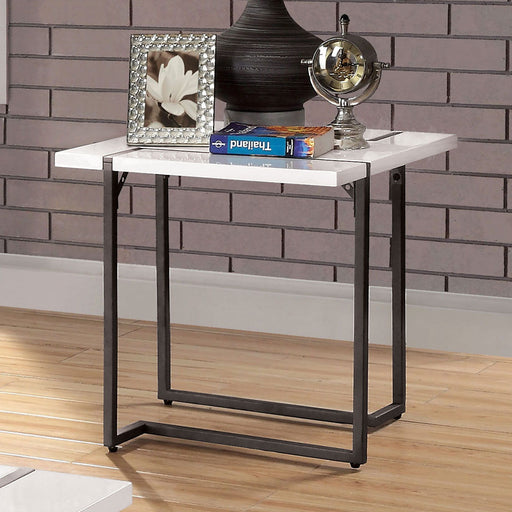 Izar - End Table - White / Gun Metal Unique Piece Furniture