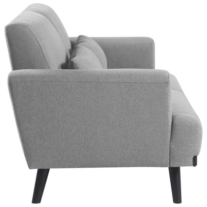 Blake - Upholstered Loveseat With Track Arms - Sharkskin And Dark Brown Unique Piece Furniture