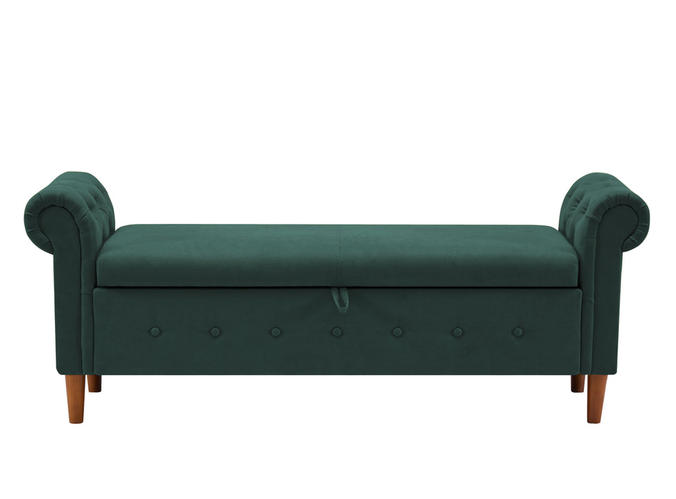 Olive Green Multifunctional Storage Rectangular Sofa Stool - Green