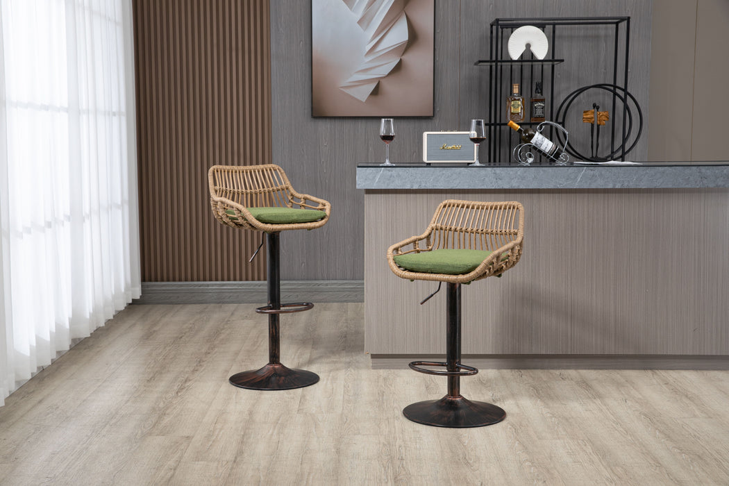Coolmore Swivel Bar Stools (Set of 2) Adjustable Counter Height With Footrest For Kitchen, Dining Room