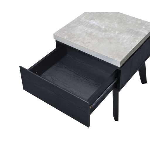 Magna - End Table - Faux Concrete & Black Unique Piece Furniture