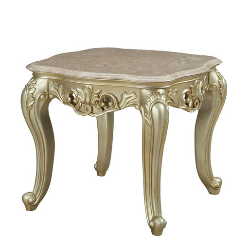 Gorsedd - End Table - Marble & Antique White Unique Piece Furniture