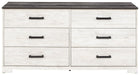 Shawburn - White / Black / Gray - Six Drawer Dresser - Pewter-tone Pulls Unique Piece Furniture