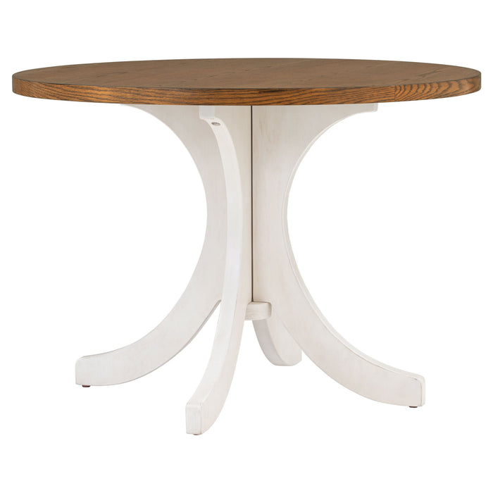 Topmax Mid-Century Solid Wood Round Dining Table For Small Places, Walnut Table