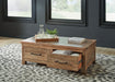 Randale - Distressed Brown - Cocktail Table With Storage Unique Piece Furniture