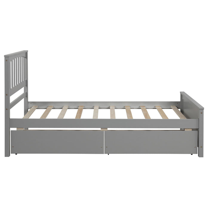 Twin Size Platform Bed With Two Drawers, Gray