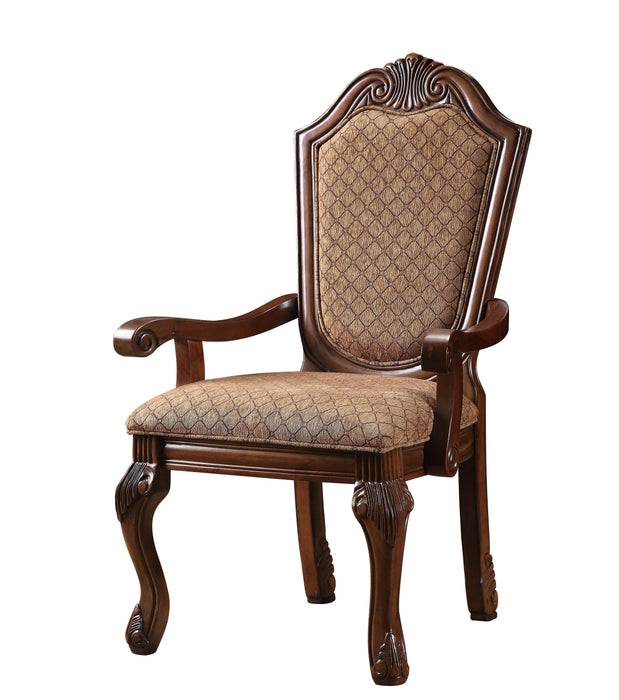 Acme Chateau De Ville Arm Chair (Set of 2) In Fabric & Cherry