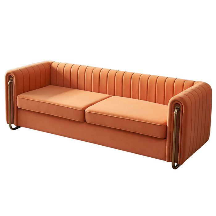Modern Velvet Sofa Orange Color