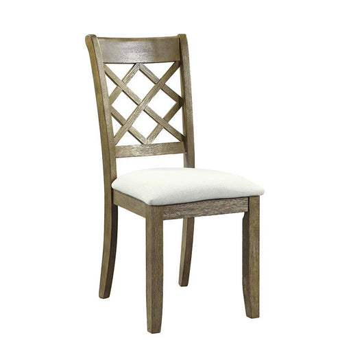 Karsen - Side Chair (Set of 2) - Beige Linen & Rustic Oak Finish Unique Piece Furniture