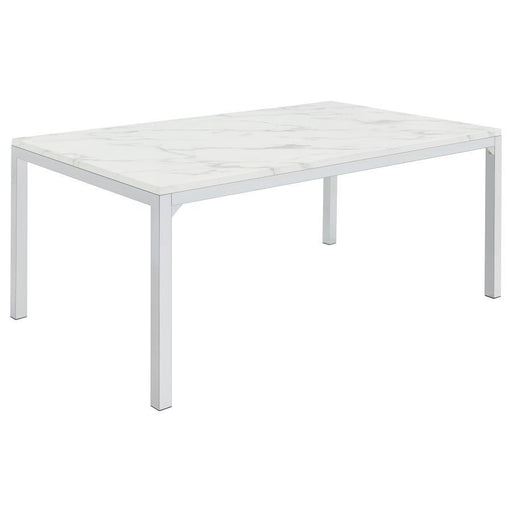 Athena - Rectangle Dining Table With Marble Top - Chrome Unique Piece Furniture