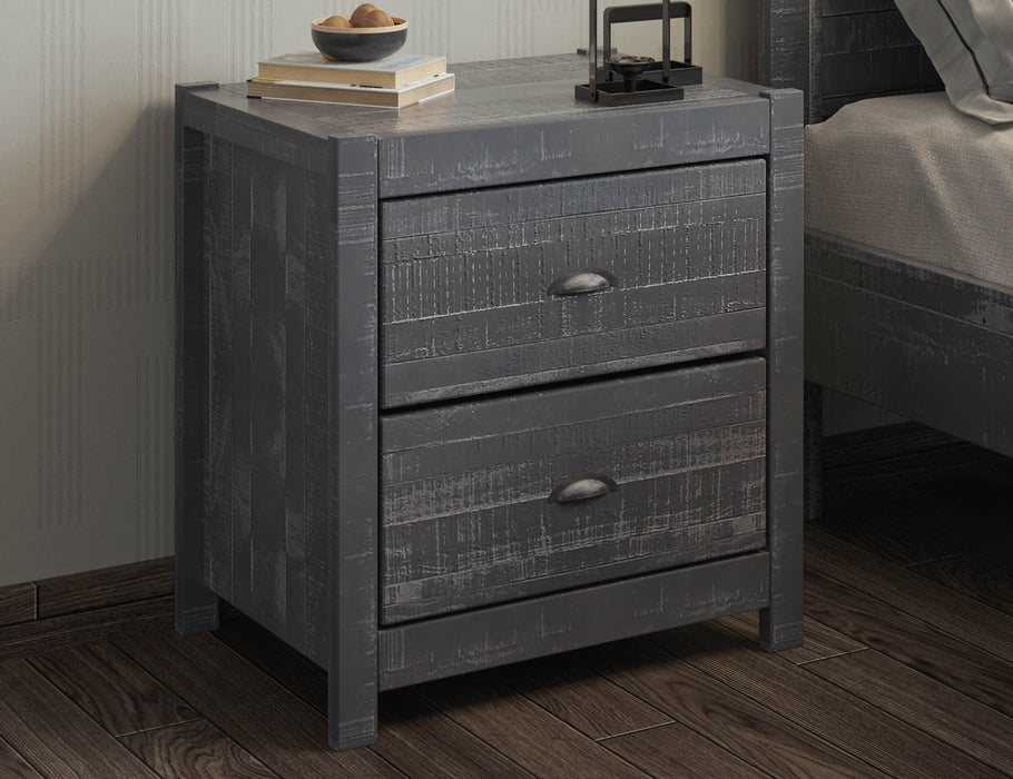 Yes4Wood Albany Rustic Nightstand With Drawers, Bedside Table, End Table For Living Room Bedroom Assembled With Sturdy Solid Wood (Grey)