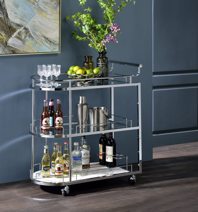 Inyo - Serving Cart - Clear Glass & Chrome Finish Unique Piece Furniture
