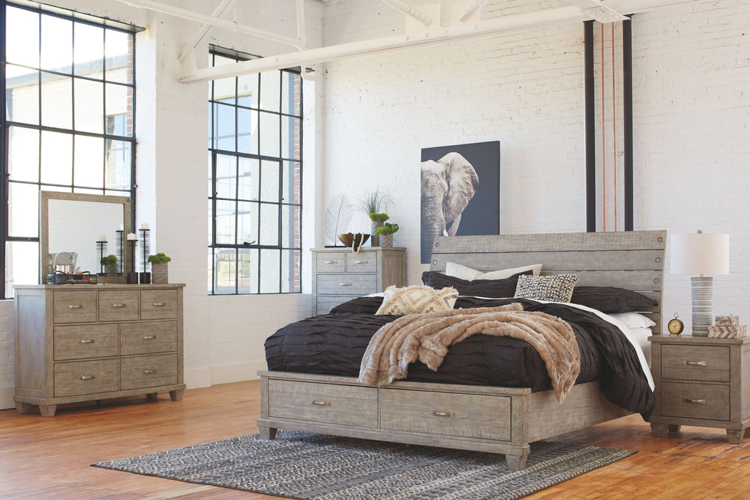 Naydell - Rustic Gray - California King Panel Bed With 2 Storage Drawers Unique Piece Furniture